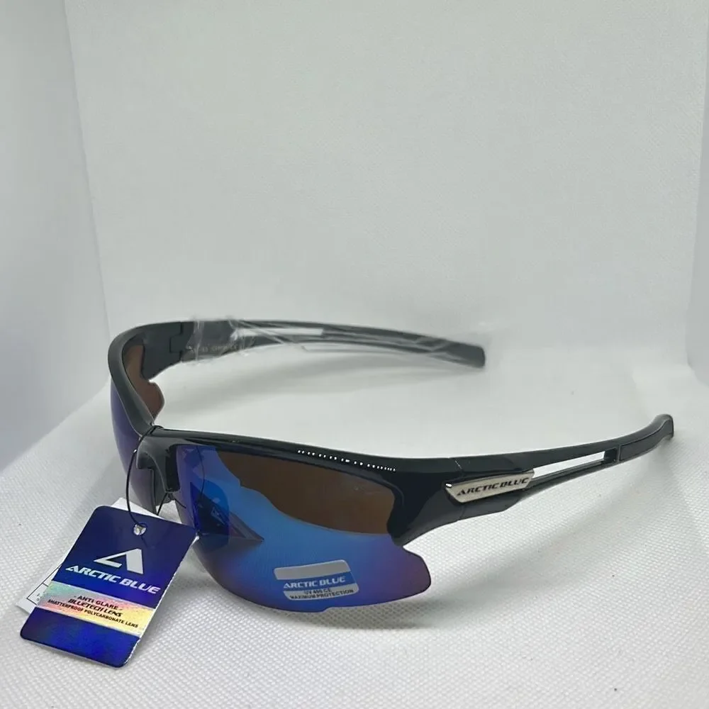 Arctic Blue Mirrored Semi Rimless Sunglasses